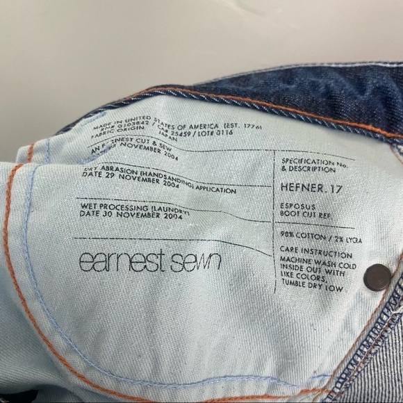 Earnest Sewn | Dark Wash Low Rise Boot Cut Jeans Size 25 - Picture 5 of 5